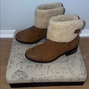 UGG Tan and Cream Ankle/Calf Boots